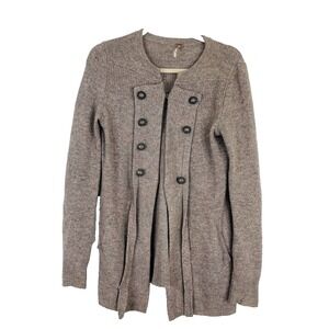 Free People Womens‎ 100% Wool Cardigan Sweater Size S Brown Career Office Casual